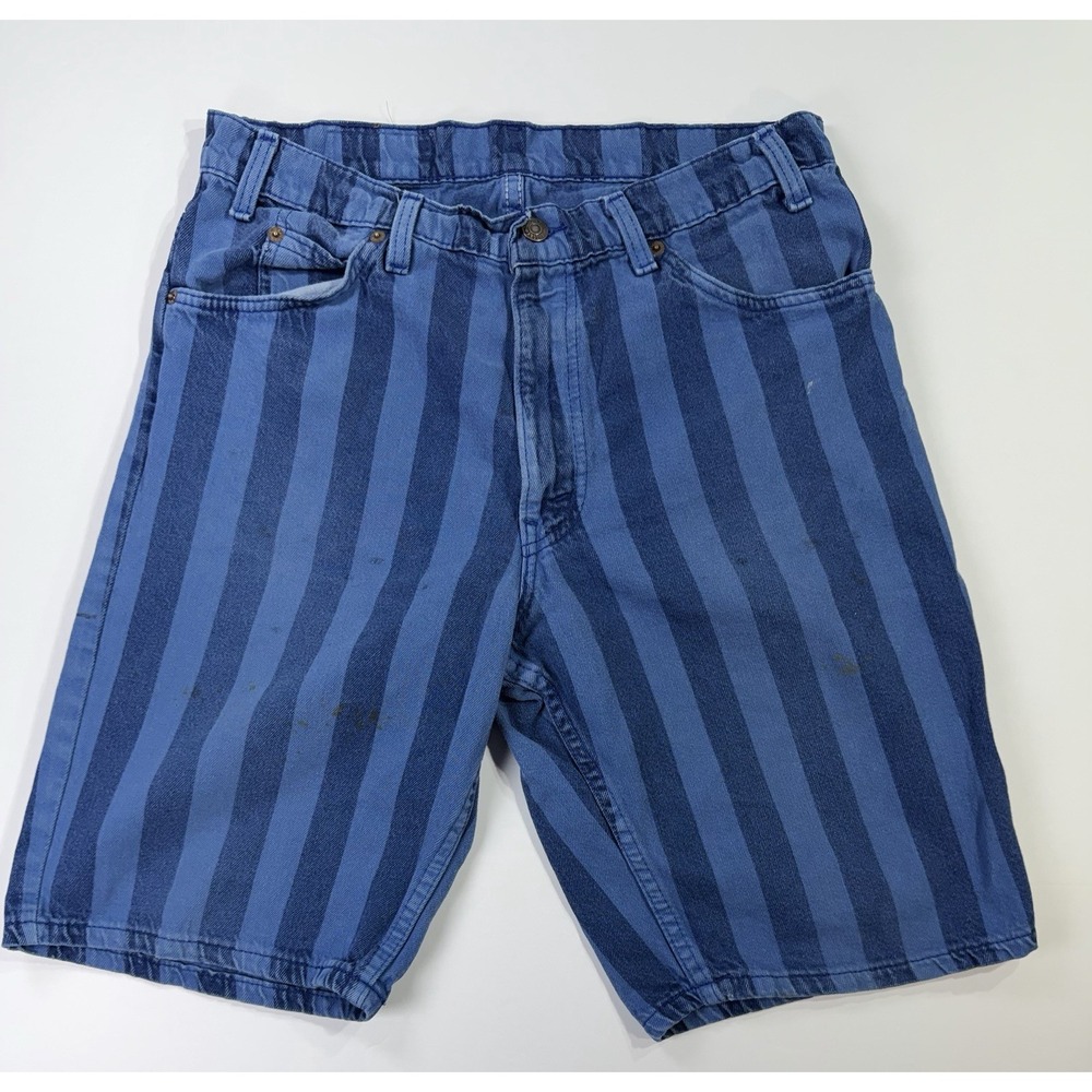 Levi's Orange Tab Striped Denim Shorts Men's 33 Blue